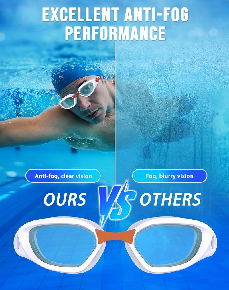 Vegemono Swim Goggles, Unisex Adult Swimming Goggles Anti Fog Anti UV No Leakage Wide View for Men Women Youth - Image 3